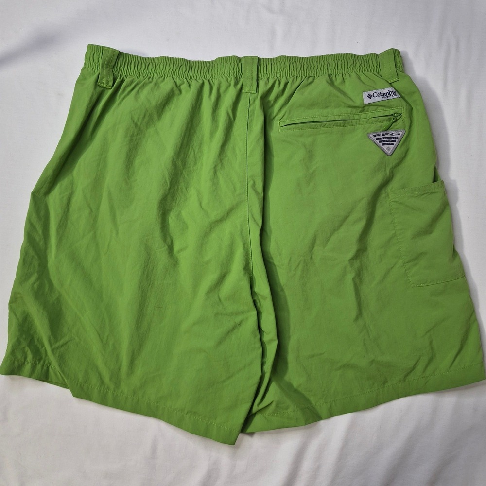 Columbia PFG Swim Trunks Mens Large Green Performance Fishing Gear Lined Pockets - Picture 4 of 10